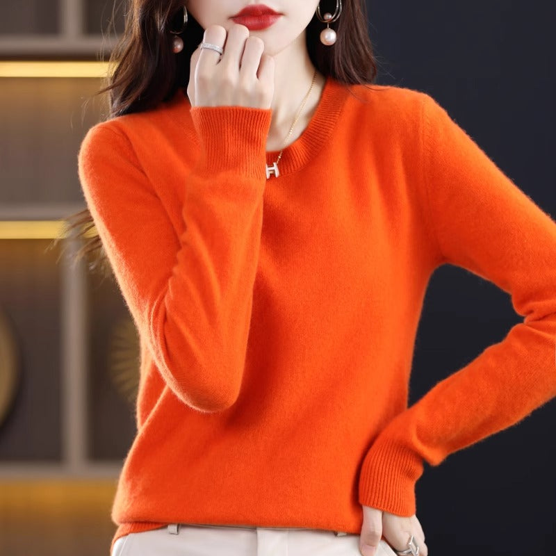 Round Neck Pure Wool Women's Sweater Loose Autumn And Winter