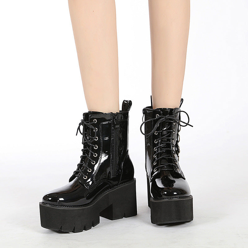 Women's Motorcycle-Inspired Air Doc Martens Muffin Platform Boots