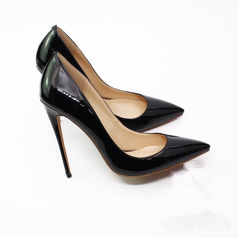 Women's Black Peep Toe Shoes with Buckle Detail