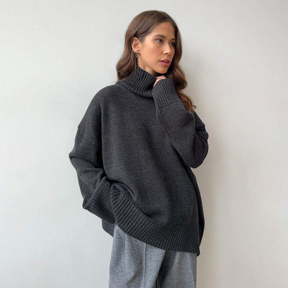 Autumn and Winter Solid Color Loose Turtleneck Sweater