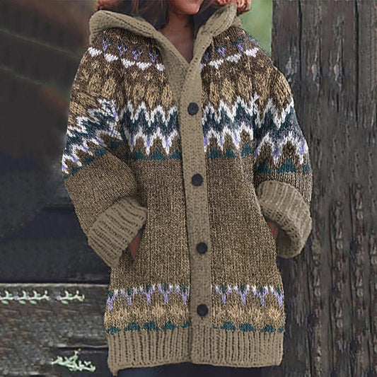 3D Printed Thickened Hooded Cardigan Sweater – Autumn and Winter Coat