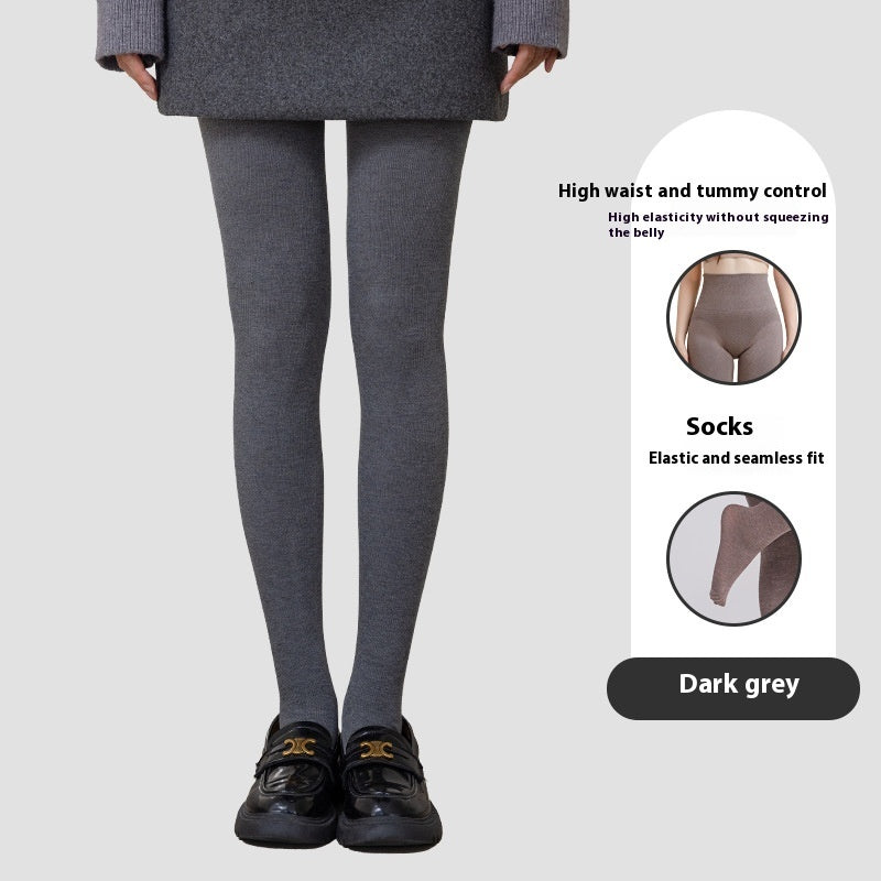 Women's High-Waist Winter Leggings with Socks, Fashion Slim Pantyhose for a Warm, Sleek Look