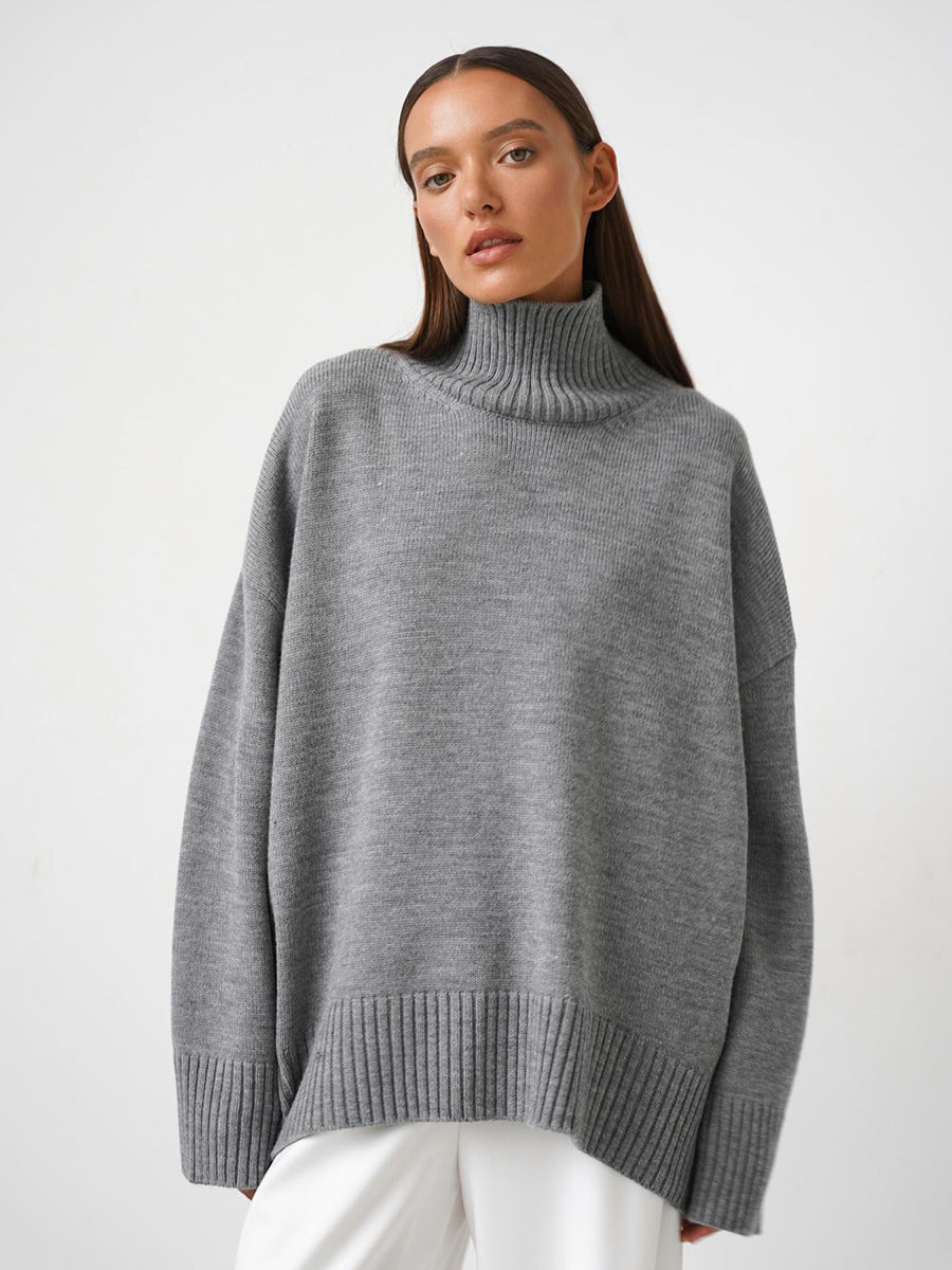 Autumn and Winter Solid Color Loose Turtleneck Sweater