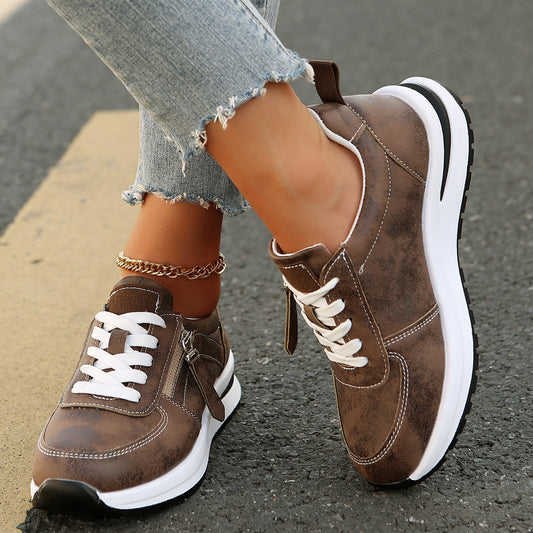 Fashion Solid Color Lace-Up Women's Shoes