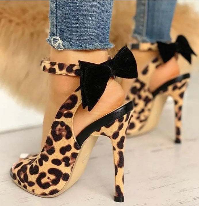 Summer Stiletto Heel Suede Sandals for Women – Sweet Bow Peep Toe Design