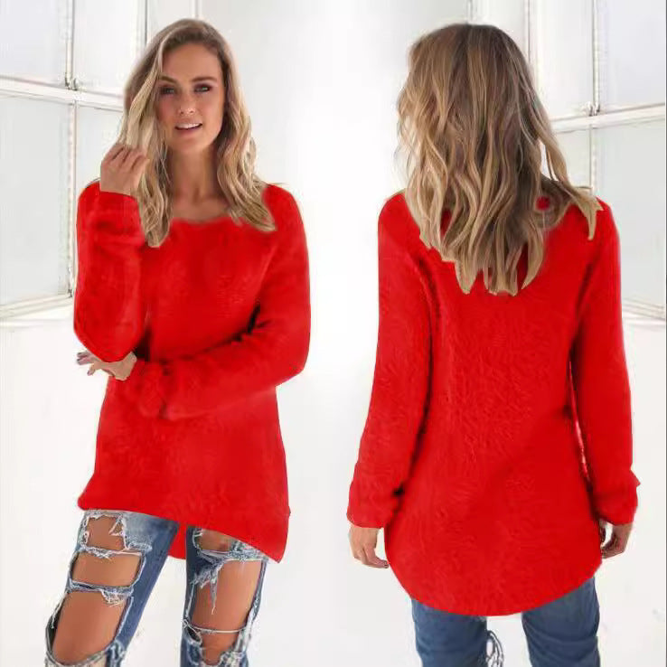 Autumn and Winter Fashion Solid Color Long Sleeve Sweater for Women