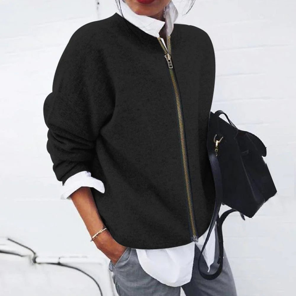 Women's Round Neck Soft Casual Sweater Coat