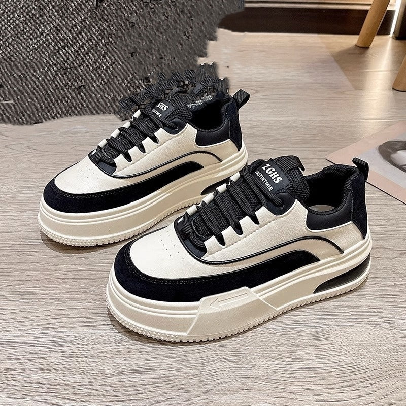 Sports-Inspired Fashion Sneakers with Thick White Platform Sole