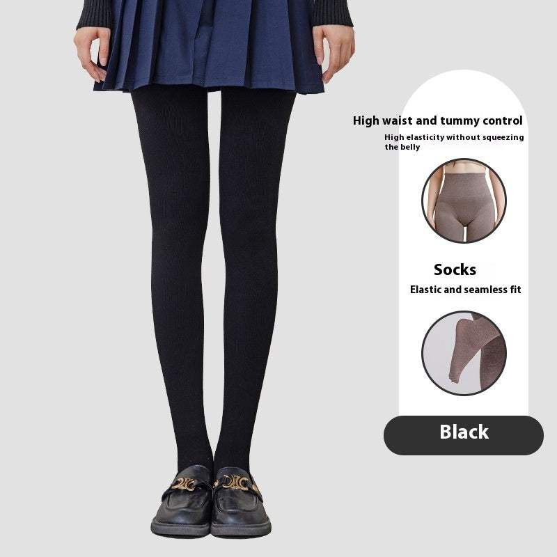 Women's High-Waist Winter Leggings with Socks, Fashion Slim Pantyhose for a Warm, Sleek Look