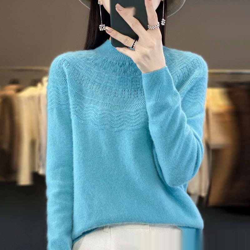 Slimming Half-Turtleneck Wool Knitted Bottoming Shirt