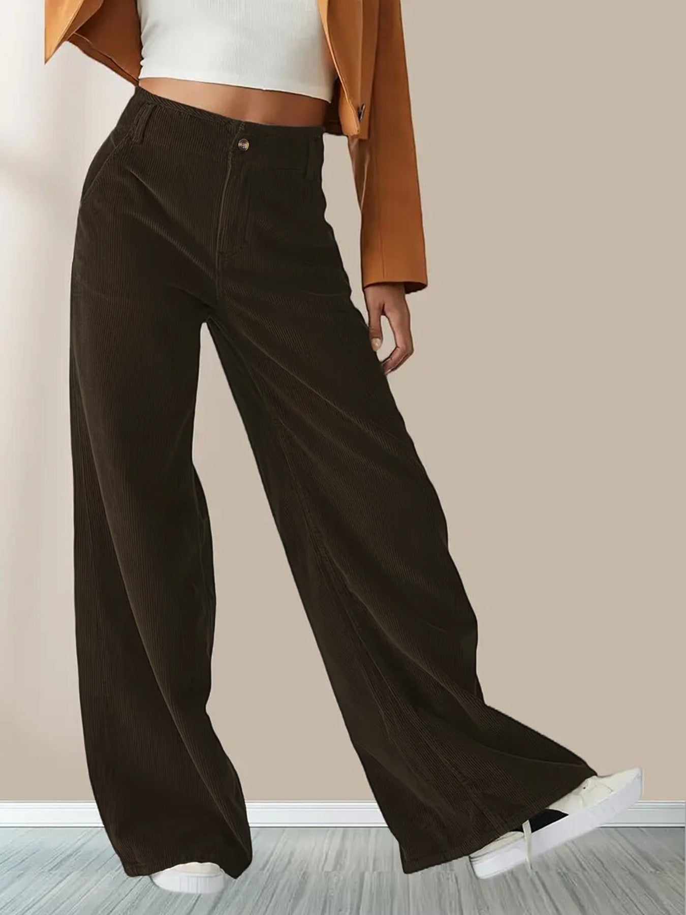 Women's High-Waist Dropped Casual Slimming Straight Pants