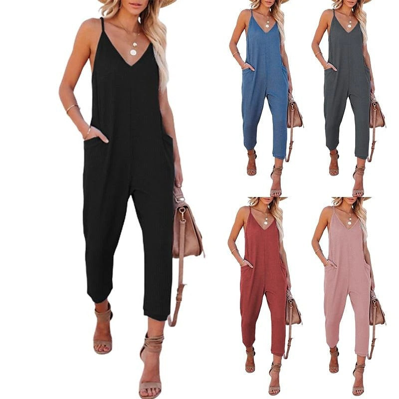 Women's Loose Jumpsuit with Large Pockets – Casual and Comfortable