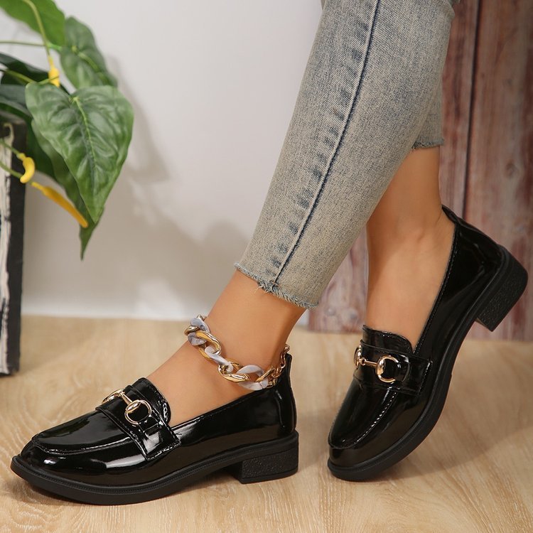 Women's Plus Size British Style Leather Loafers