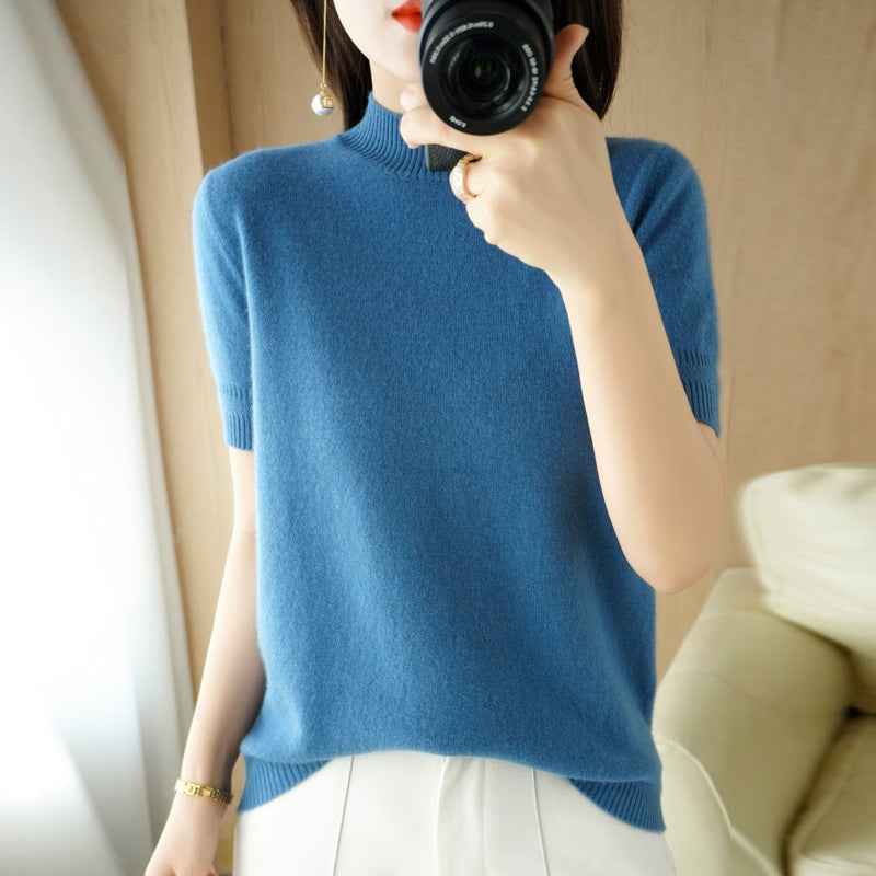 Women's Mock-Neck Mid-Length Sleeve Lightweight Sweater