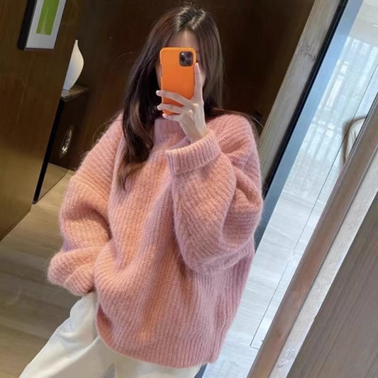 Top Loose and Lazy Style Soft Glutinous Sweet Knitted Sweater