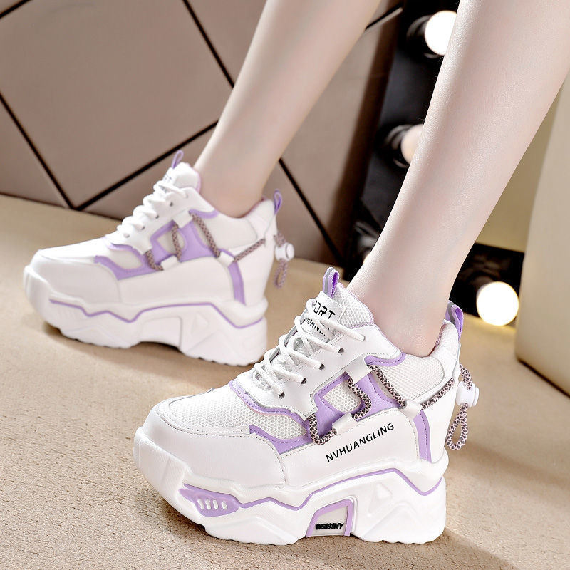 Slimming Thick-Soled Platform White Leisure Sports Shoes