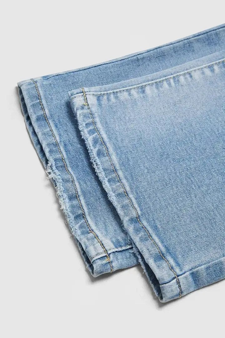 Low-Rise Cropped Boyfriend Jeans For Women, With A Distressed Raw Hem, Casual Light Wash Pants