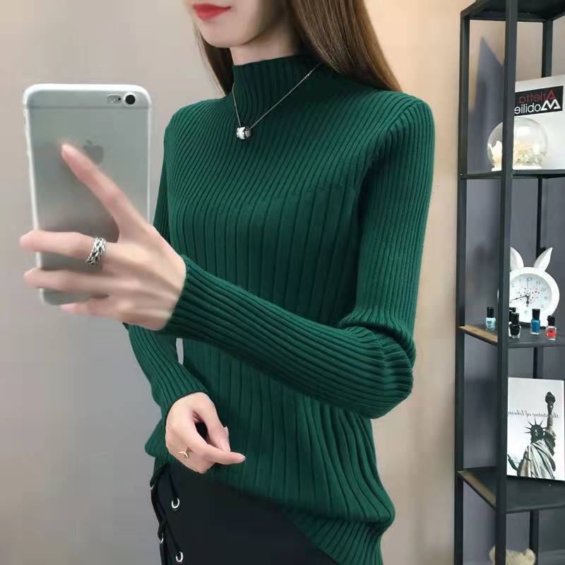 Slimming Half-Turtleneck Knitted Sweater