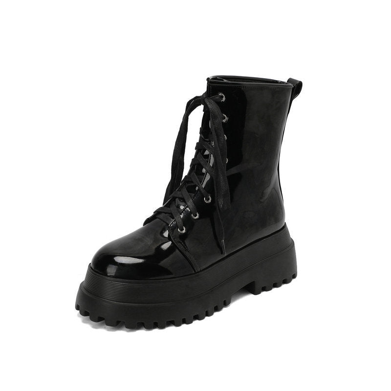 Fashionable Women's Martin Booties with Front Lace-Up Design