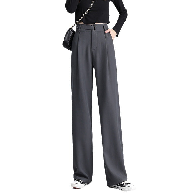 Spring and Autumn High-Waist Dropped Narrow Wide-Leg Pants