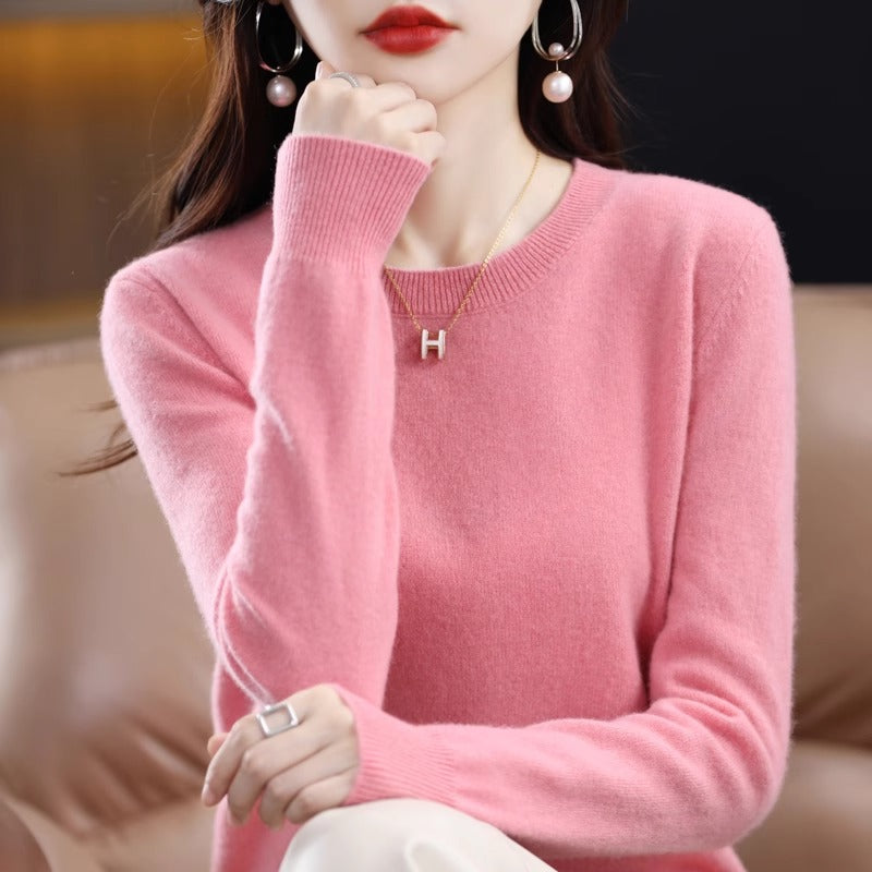 Round Neck Pure Wool Women's Sweater Loose Autumn And Winter