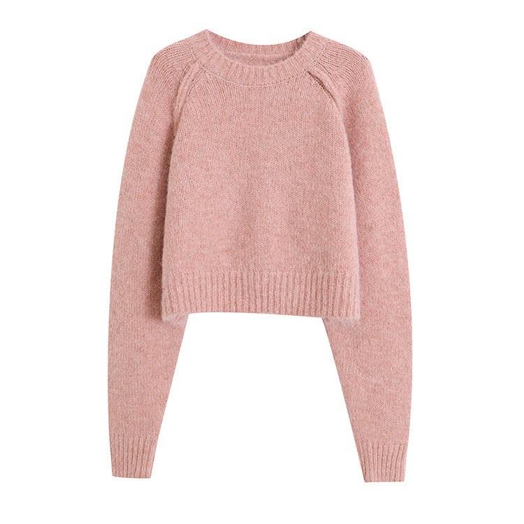 French Style Simple and Elegant Leisure Round Neck Sweater