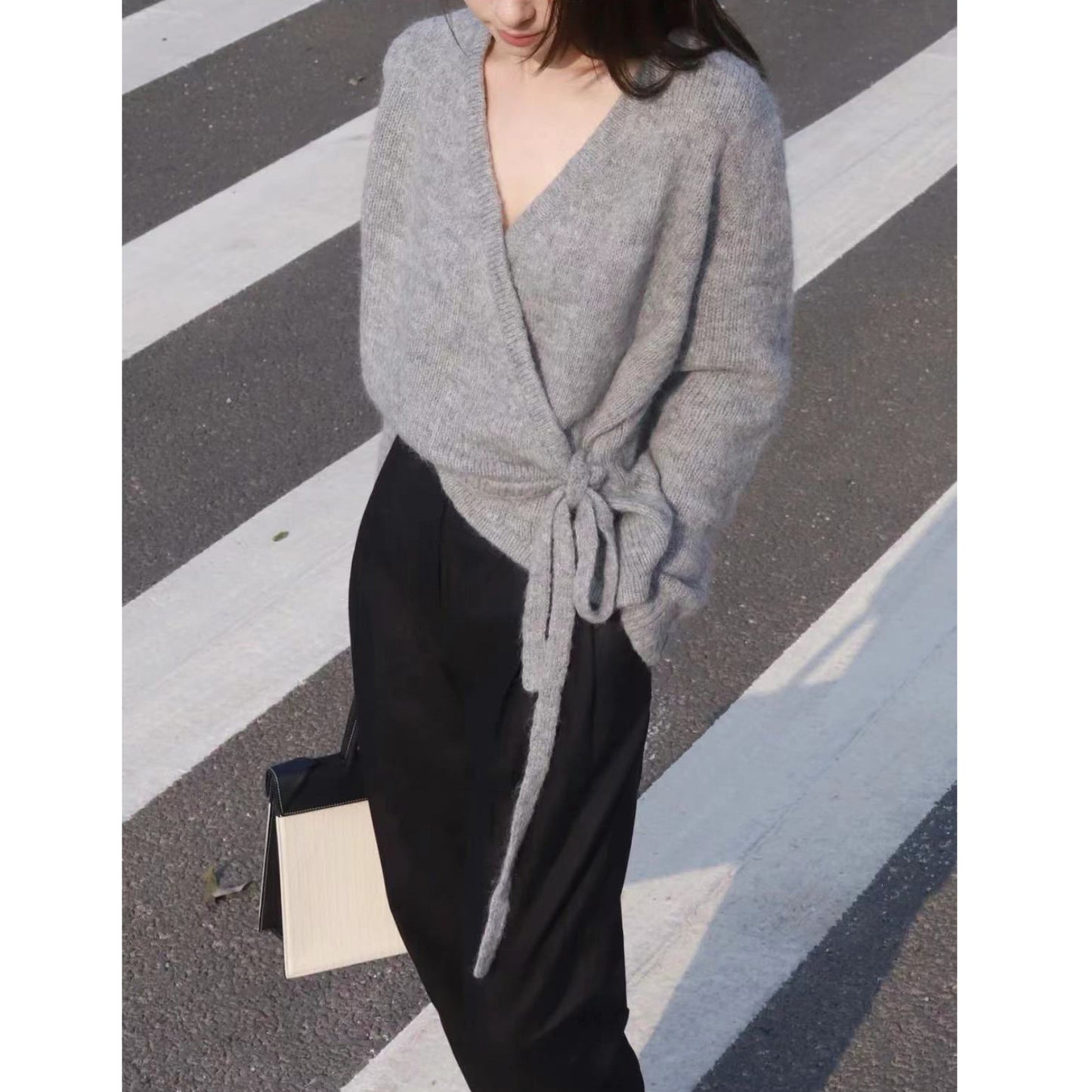 Lazy Wool Asymmetric Hem Sweater for Women