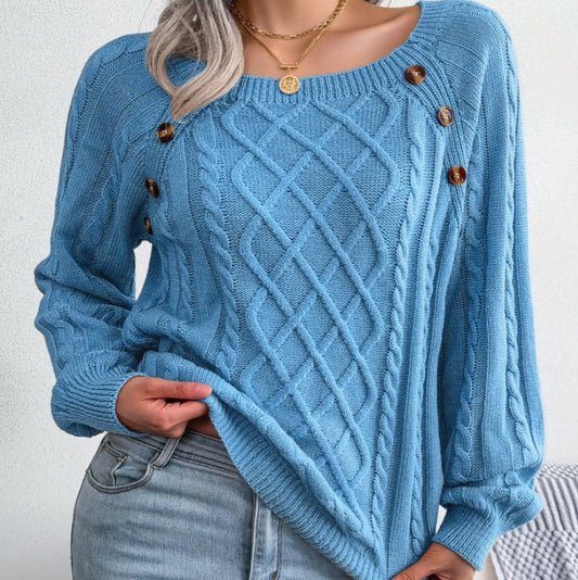 Women's Loose Casual Square Neck Sweater