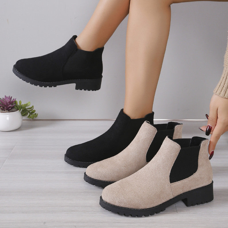 Women's Fashion Chunky Heel Ankle Boots with Unique Style