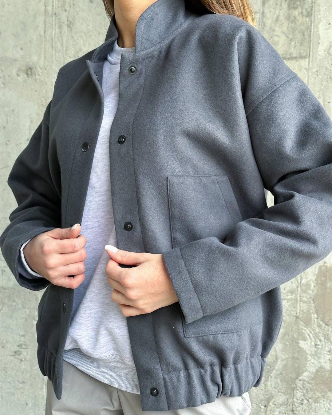 Stand-Up Collar All-Match Long-Sleeve Coat Jacket