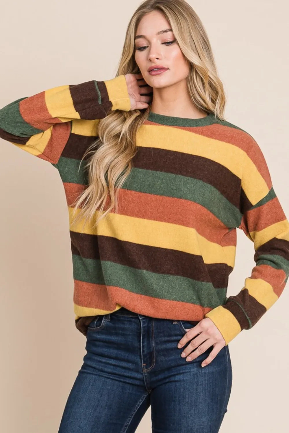 Multi-Color Striped Knit Top for Women