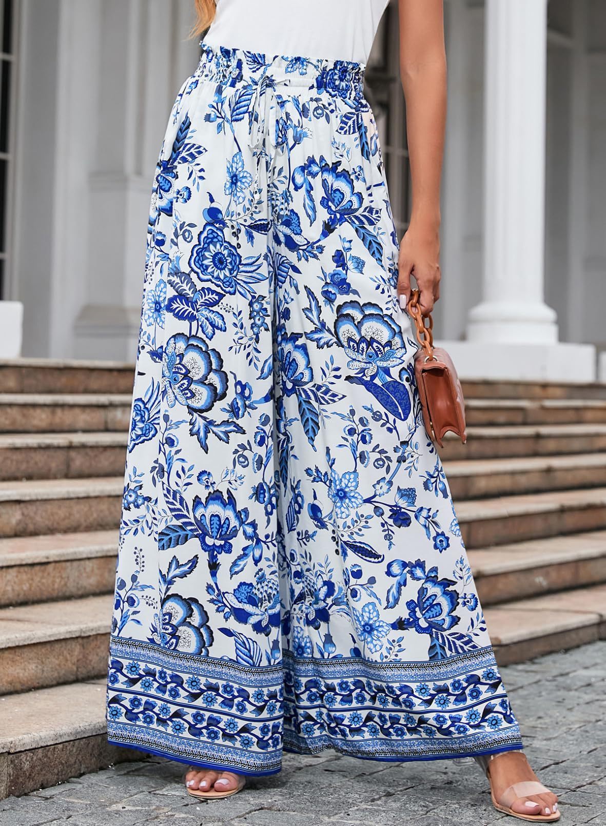 Printed Casual Comfortable Wide-Leg Trousers