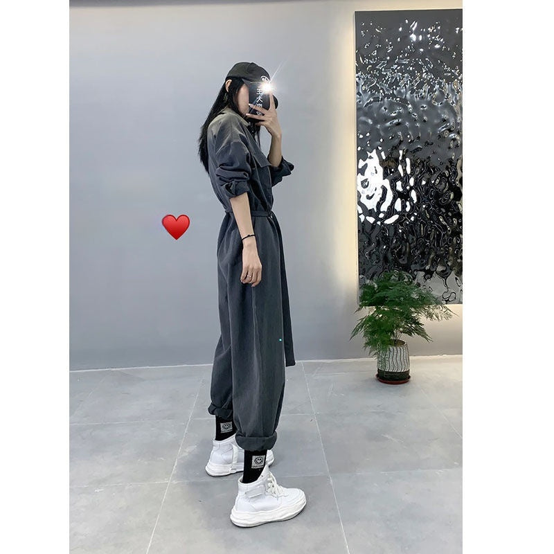 Trendy Loose-Fit Street Style One-Piece Jumpsuit – Casual and Fashionable Look