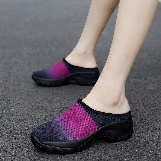 Plus Size Women's Fashion Mesh Platform Slippers for Outdoor Wear