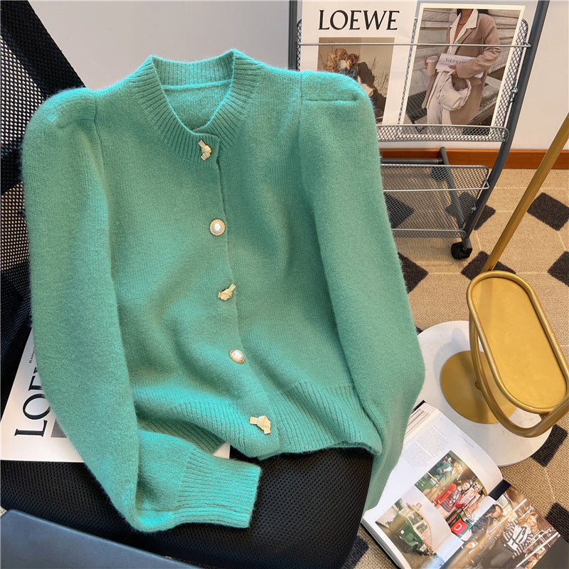 Autumn New Puff Sleeve Soft Glutinous Sweater for Women