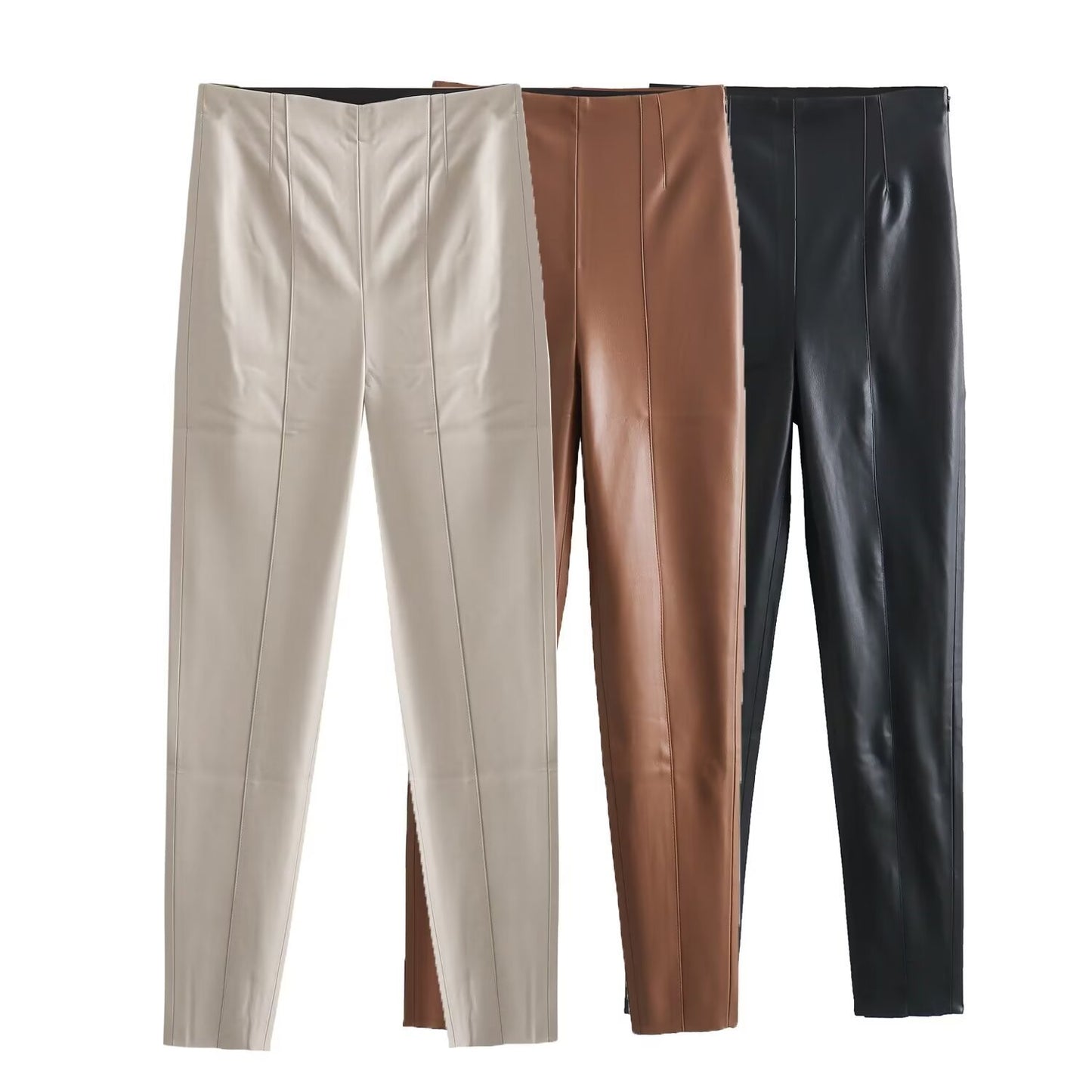 Women's High-Waist Slimming Skinny Leather Pants