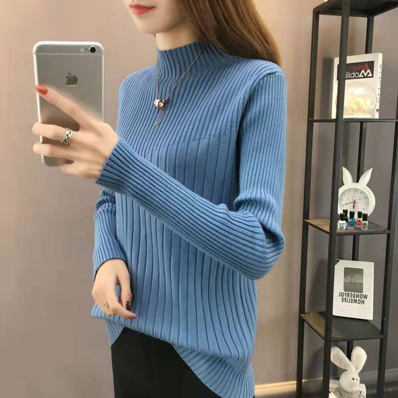 Slimming Half-Turtleneck Knitted Sweater