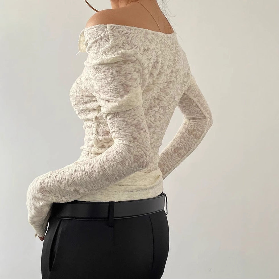 Stylish Sheer Lace Long-Sleeve Lightweight Cardigan T-Shirt