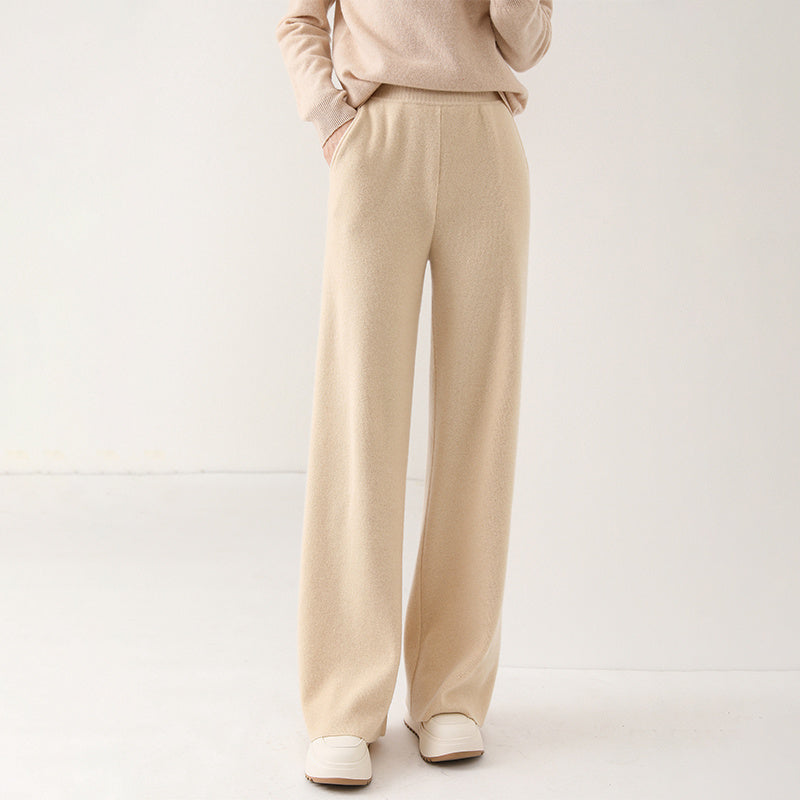 High-Waist Thickened Knitted Mop Trousers – Casual and All-Match