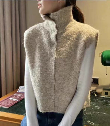 Casual Plus Size Turtleneck Knitted Vest Waistcoat