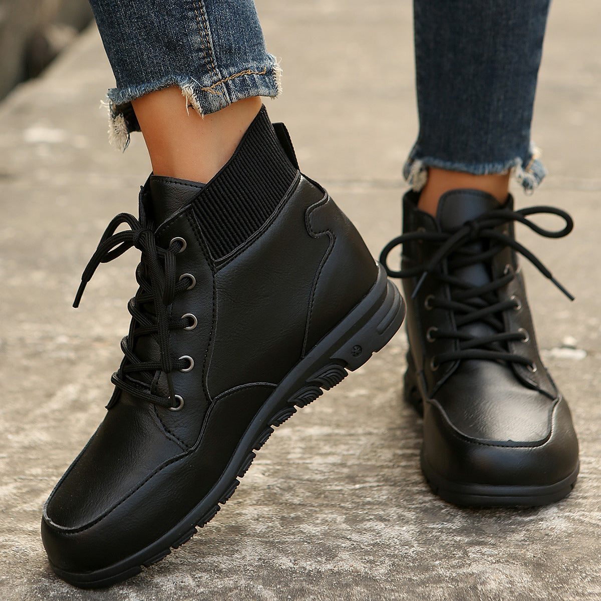 Women's Round-Toe Lace-Up Ankle Boots – Fall and Winter Fashion, Versatile Non-Slip Flat Shoes