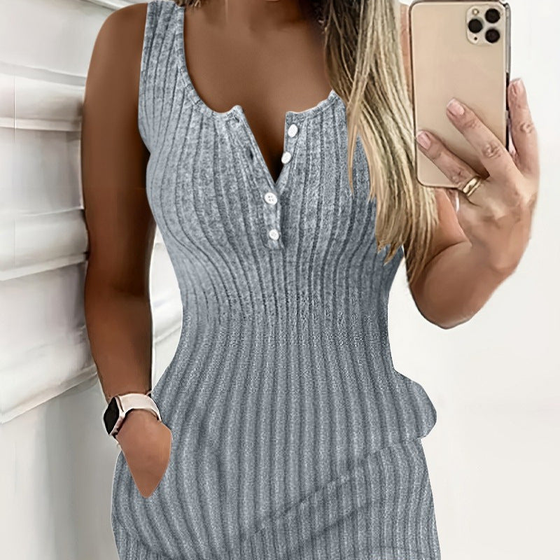 Women's Sunken Stripe Slim Fit Dress