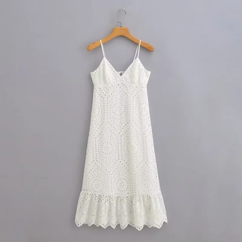 Women's All-Matching Hollow Embroidered Dress