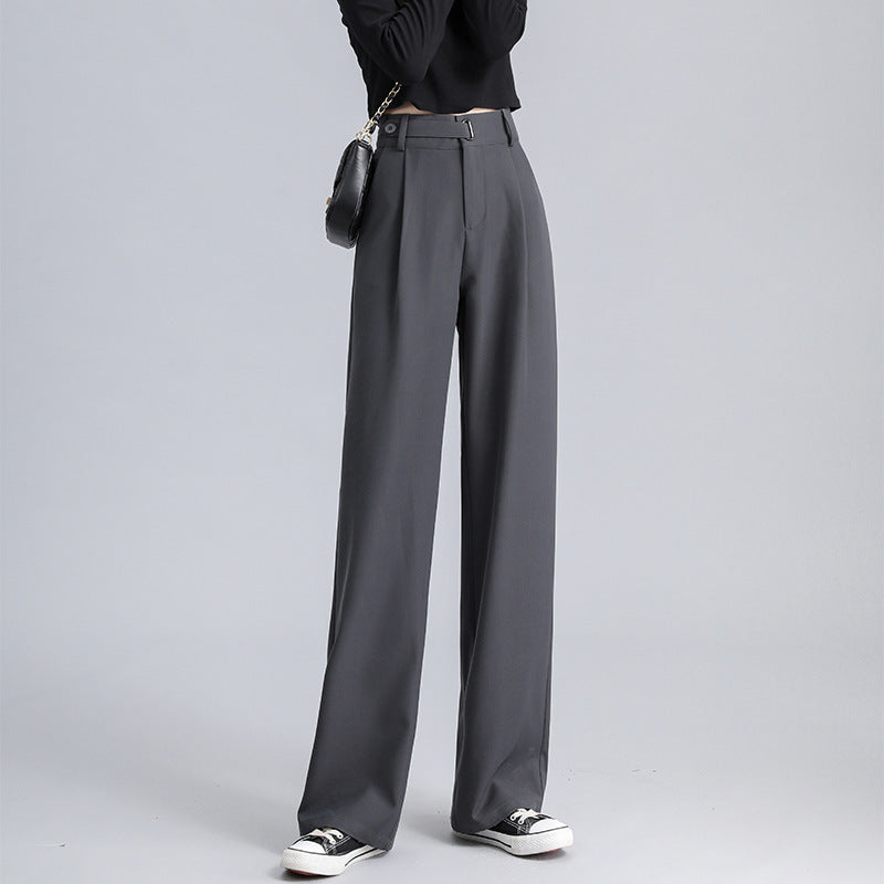 Spring and Autumn High-Waist Dropped Narrow Wide-Leg Pants