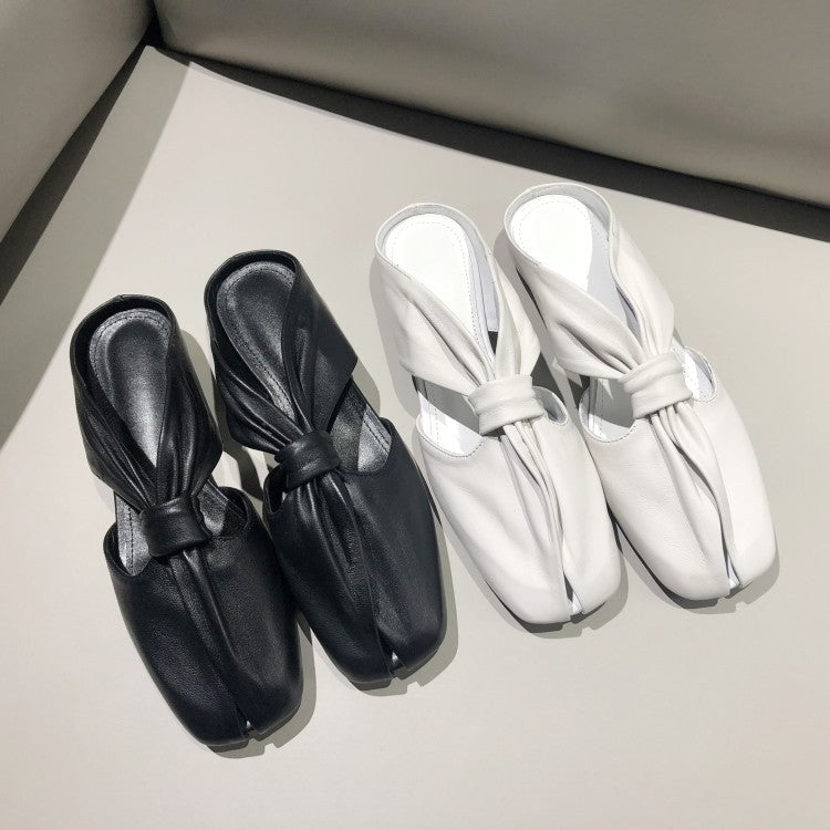 Off-White Sheep Leather Toe Sandals and Slippers for Women