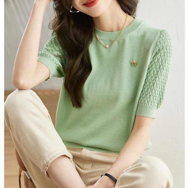 Women's Loose-Fit Thin Short Sleeve Sweater