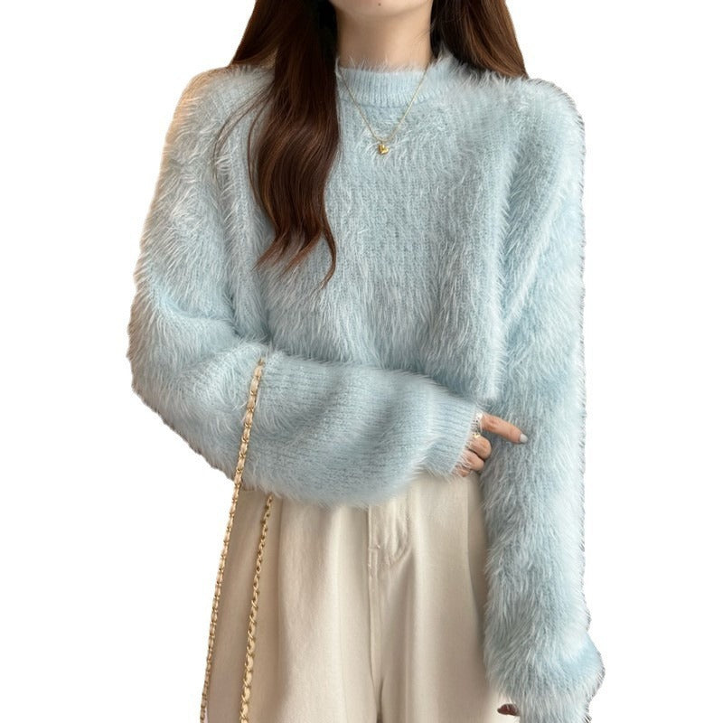 Women's Loose-Fit Mink-Like Wool Knitted Top