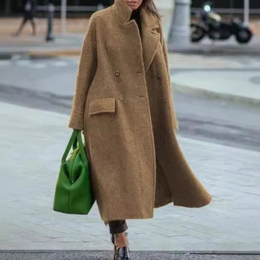 Pure Color Woolen Coat for Warmth