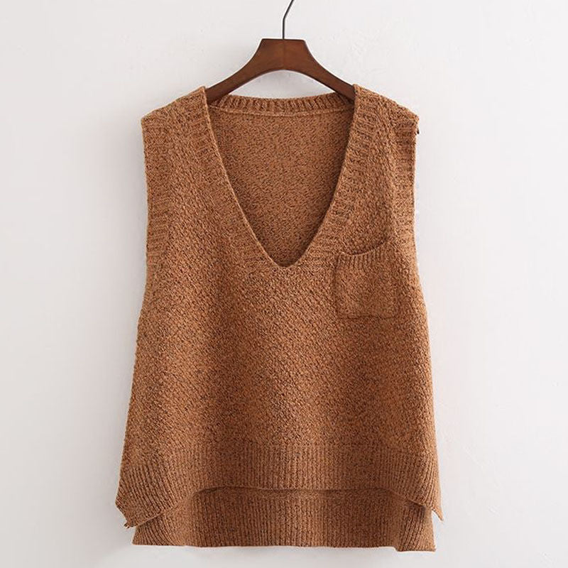 Women's Knitted Vest – Plus Size Sleeveless Sweater Waistcoat for Spring and Autumn Outerwear