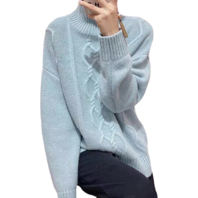 Women's Loose Thick Pullover Sweater – High Purity Woolen Fabric